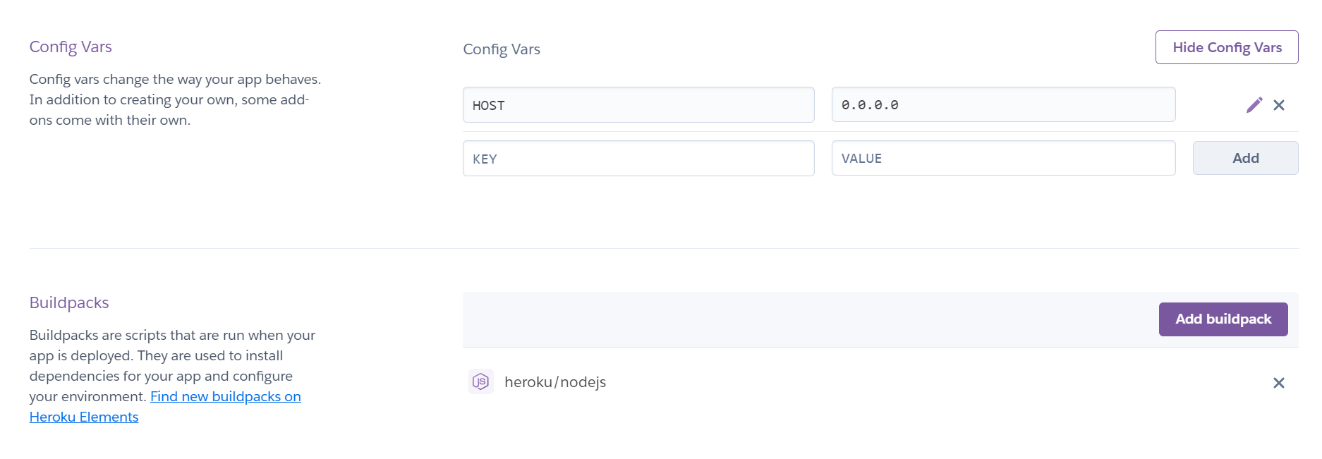 nuxt config vars Heroku