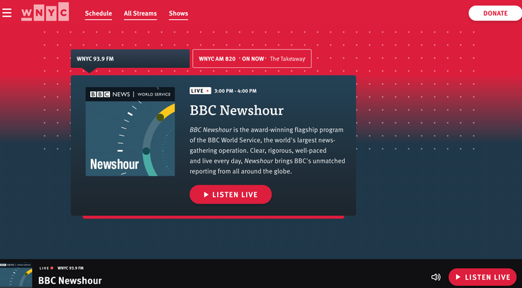 WNYC Radio page